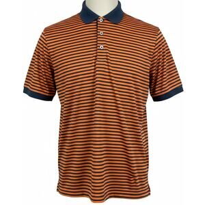 Adidas Performance Orange Blue Polo Golf Shirt Mens L Striped
